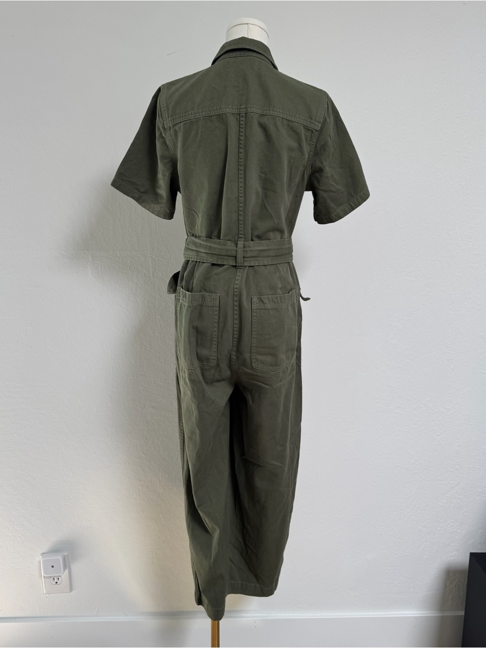 Madewell Utility Short-Sleeve Jumpsuit in Olive Green (Petite S) - Picture 10 of 14